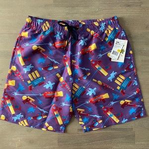 US‎ Surf Club Hawaii Lined Swim Trunk 18” Water Gun Print Mens Size S M XL